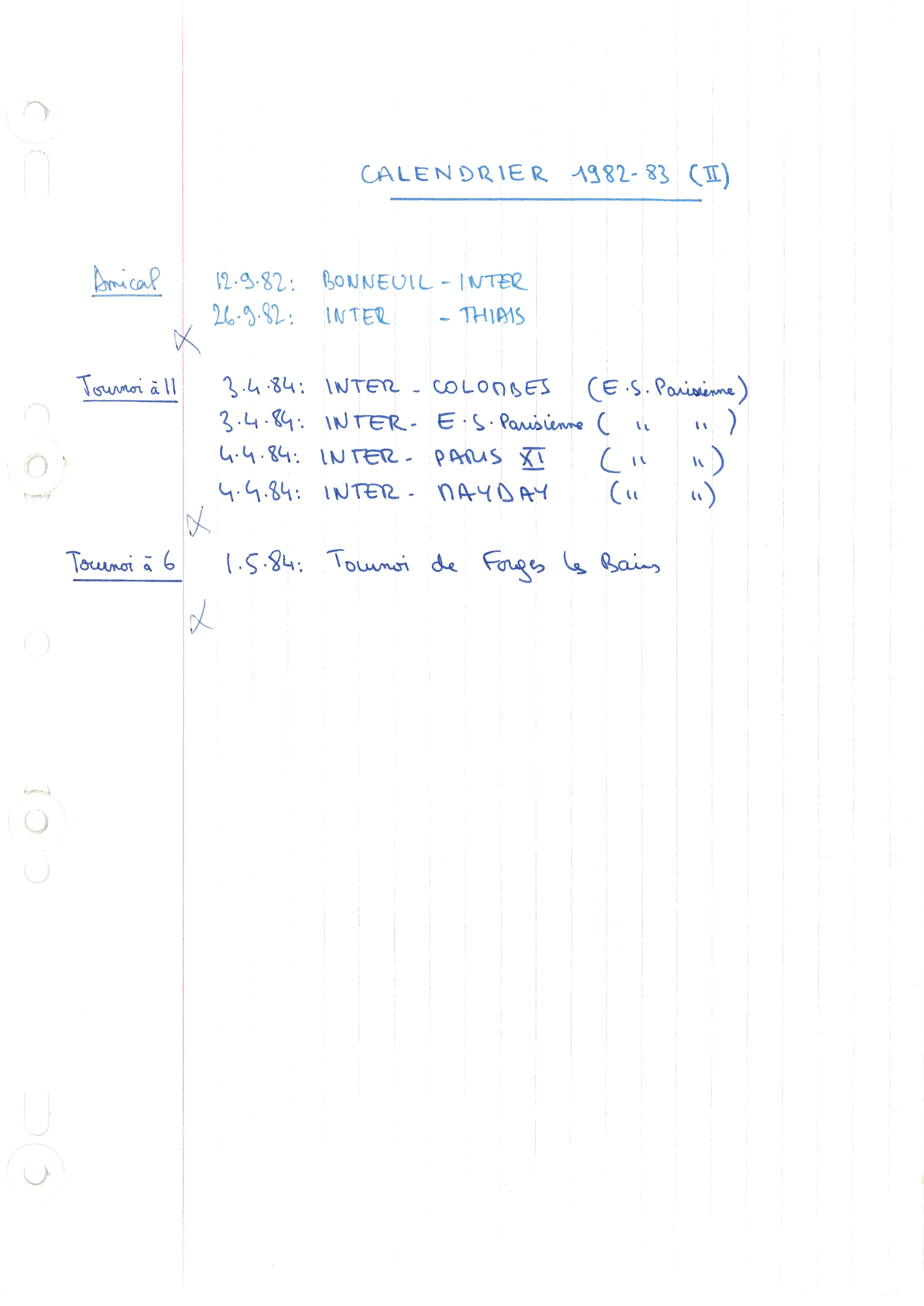 compte rendu saison 82-83